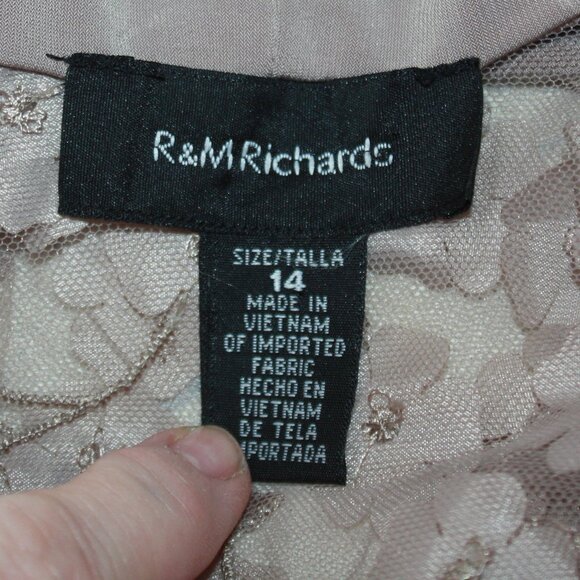 R & M Richards Sheer Open Cardigan with Floral Appliques Size 14 - Picture 9 of 9